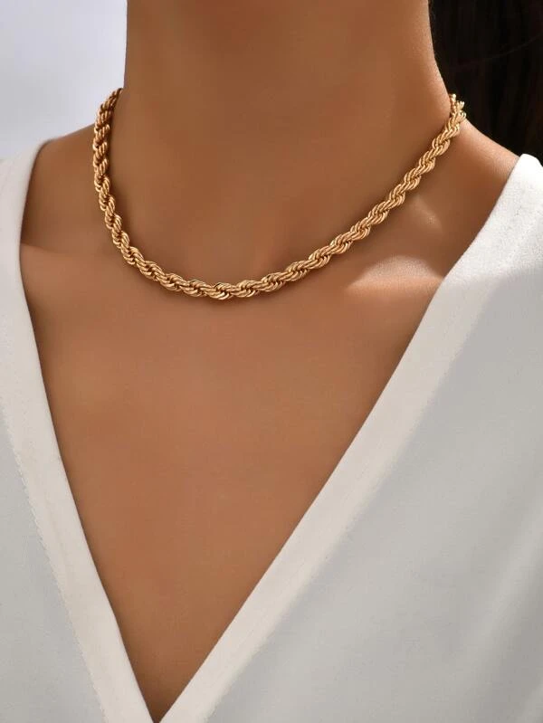 Colar De Corrente Minimalista Dourado ou Prata